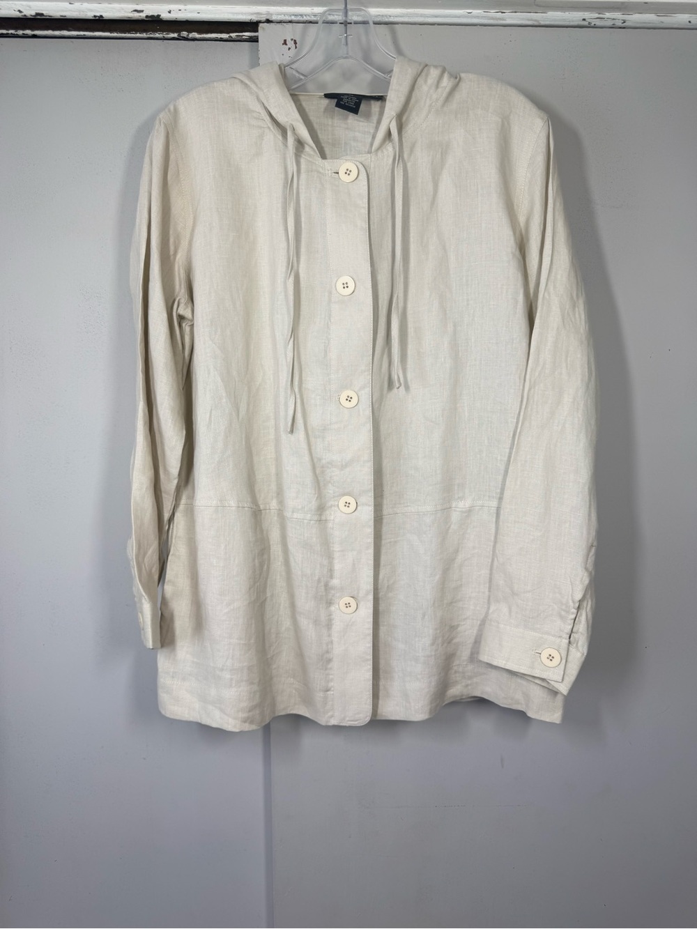 Grace Elements Classic Cream Hooded Button-Front shirt